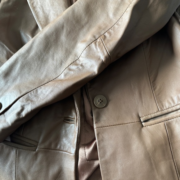 VINTAGE 90s-Y2K DEMIN & CO LEATHER LONG LINE BLAZER - Picture 5 of 5